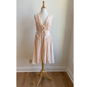 Asos Design embroidered dress with gathered side seams in apricot pink size 4